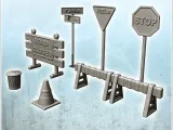 Modern roadworks signage set with signs and barriers (11) --0