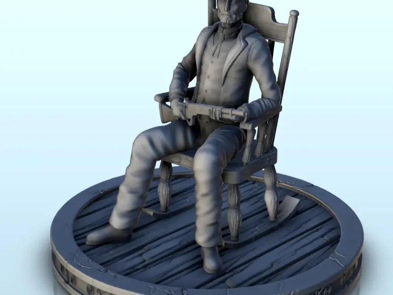 Vieil homme dans un rocking-chair avec un fusil (4) - Old West Figure