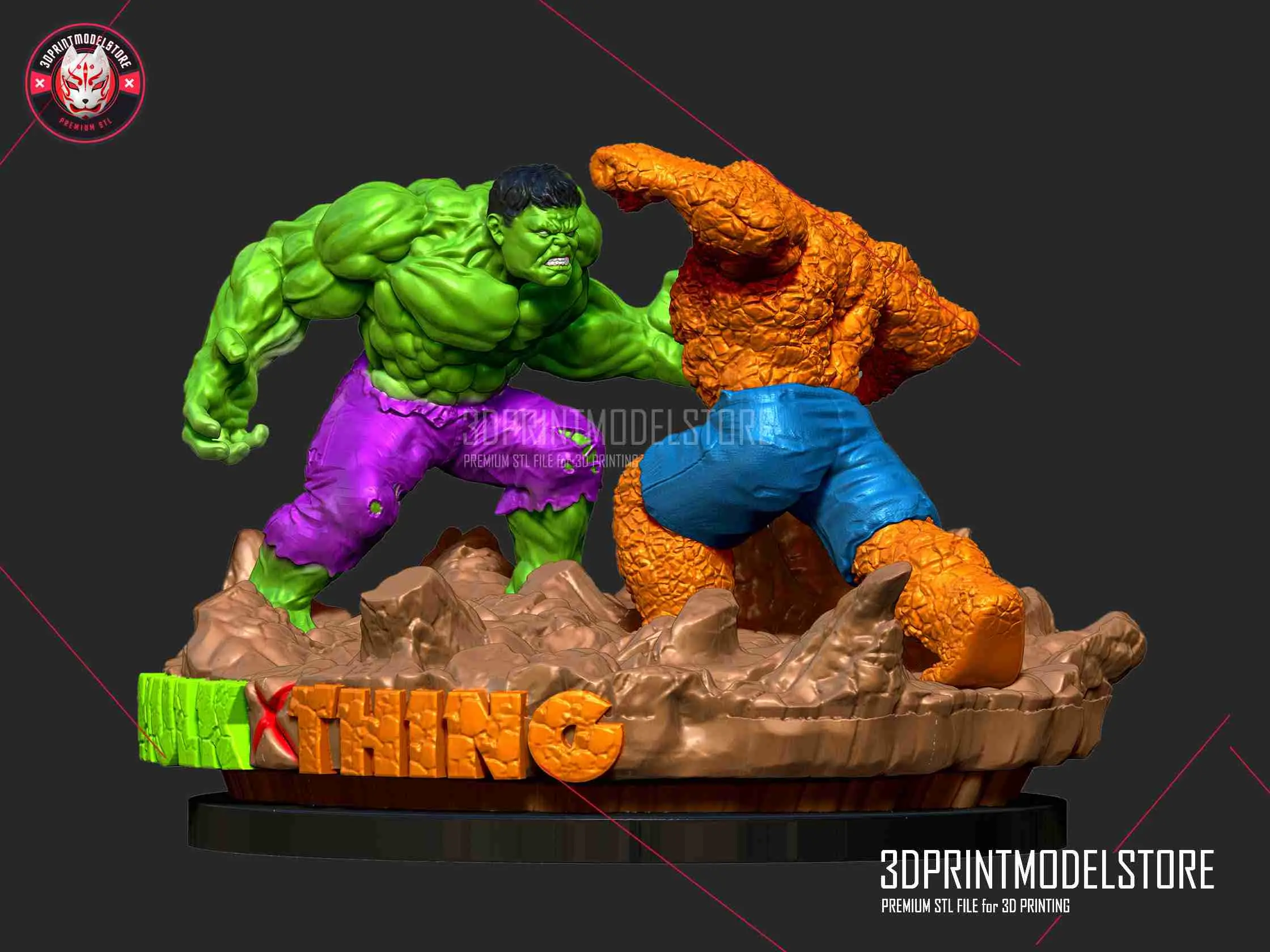 Hulk vs Thing Marvel Miniature Bust Diorama Sculpture Toy
