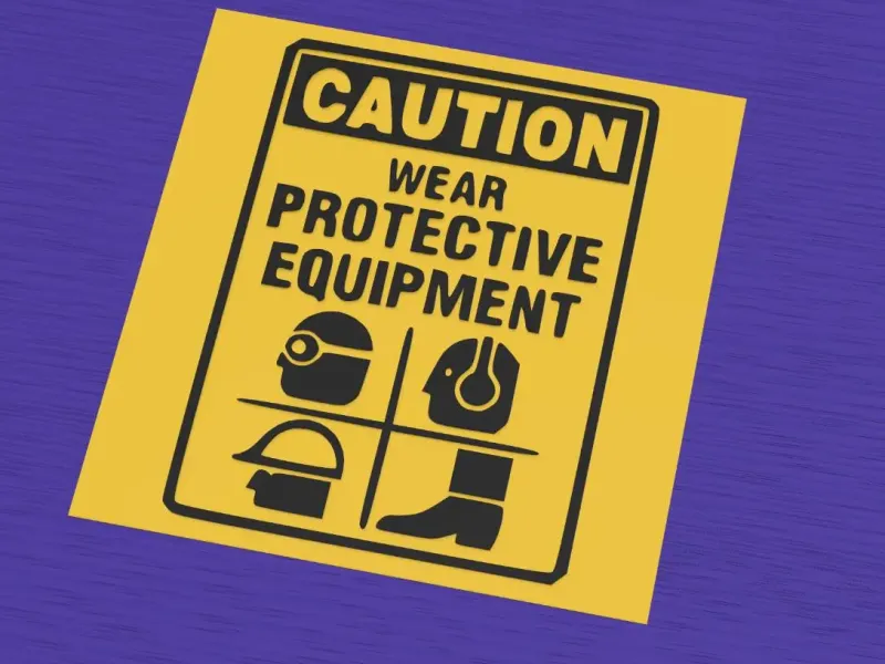 Caution sign: wear protective equipment PPE
