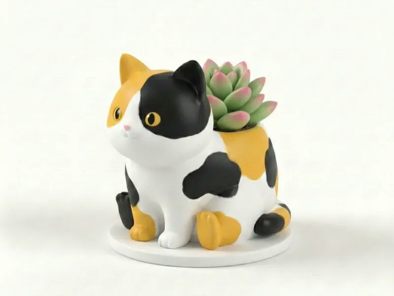 maceta de gatico sentado