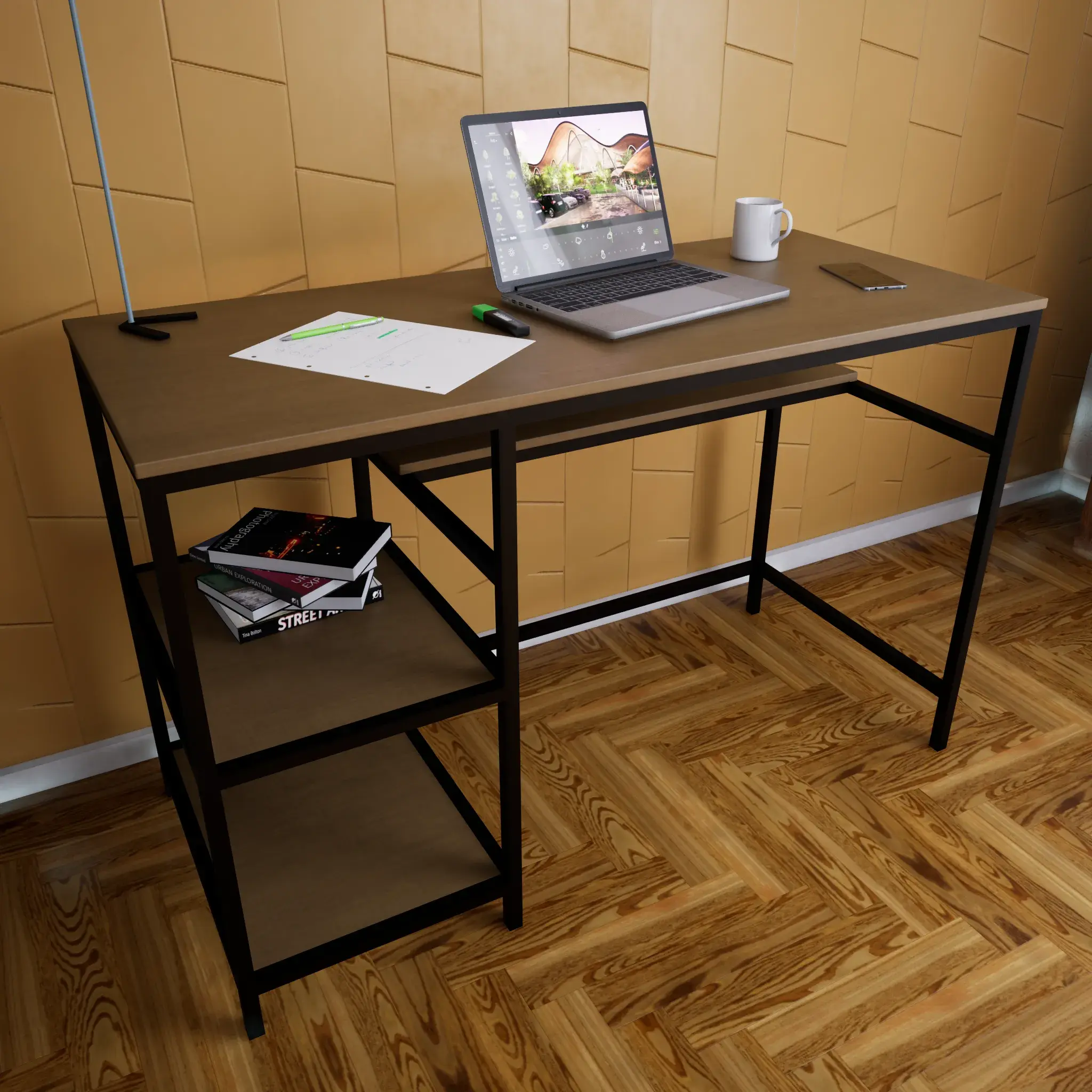 Bureau avec rangement et casier, miniature (1:12, 1:16, 1:1)