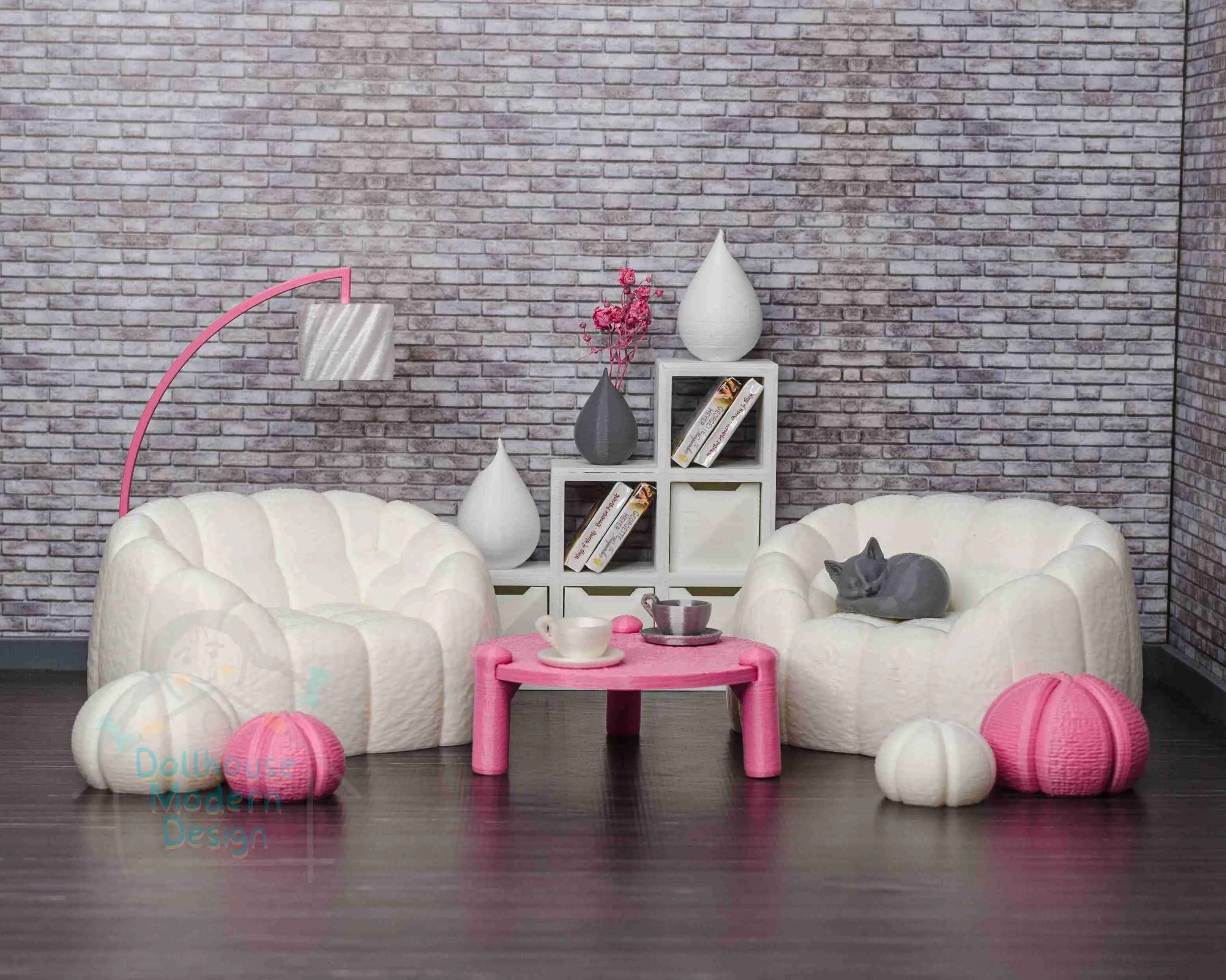 Modern dollhouse sofa 1:12 scale - miniature doll furniture.