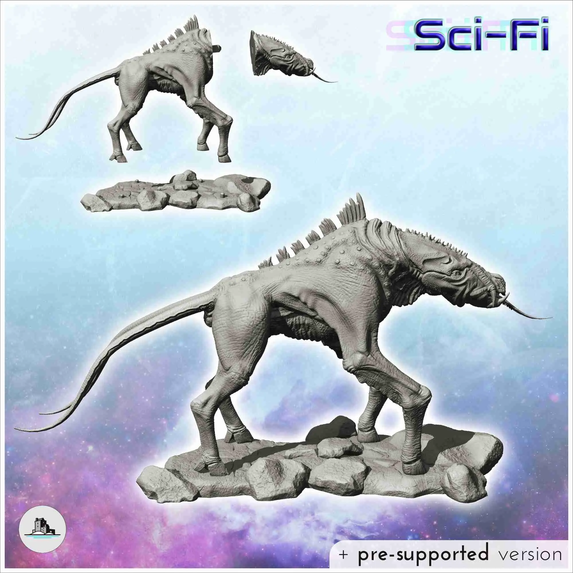 Alien creature with four legs and outstretched tongue (6)