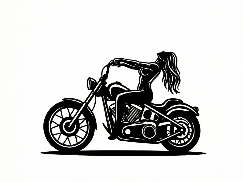 Wallart Harley Davidson Biker Girl single color