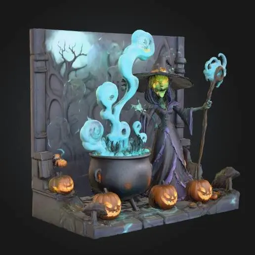 Witch's Brew Diorama (With Optional Electronics Holder)