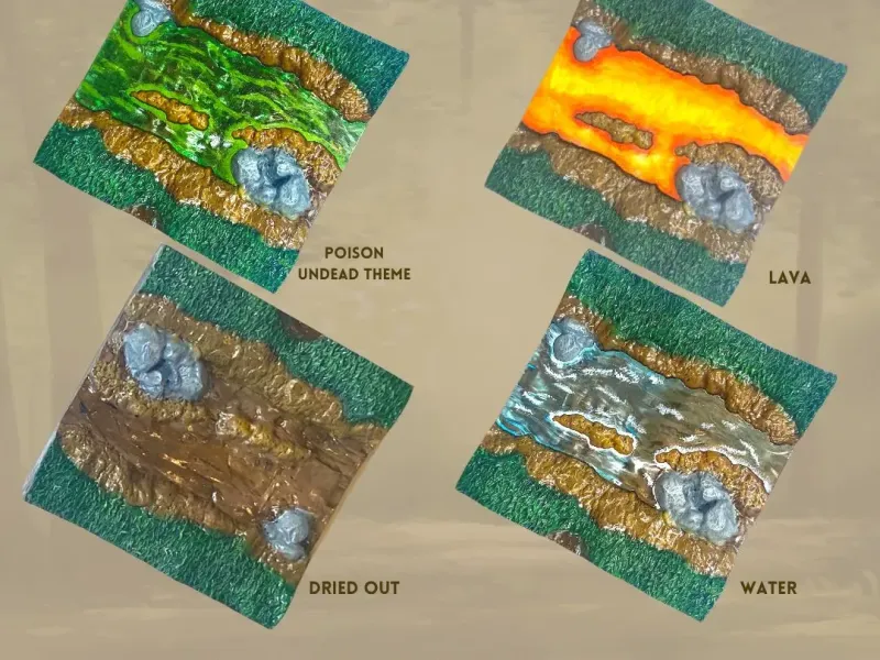 Échantillon interactif de tuiles de rivière - Treasure Island Kickstarter