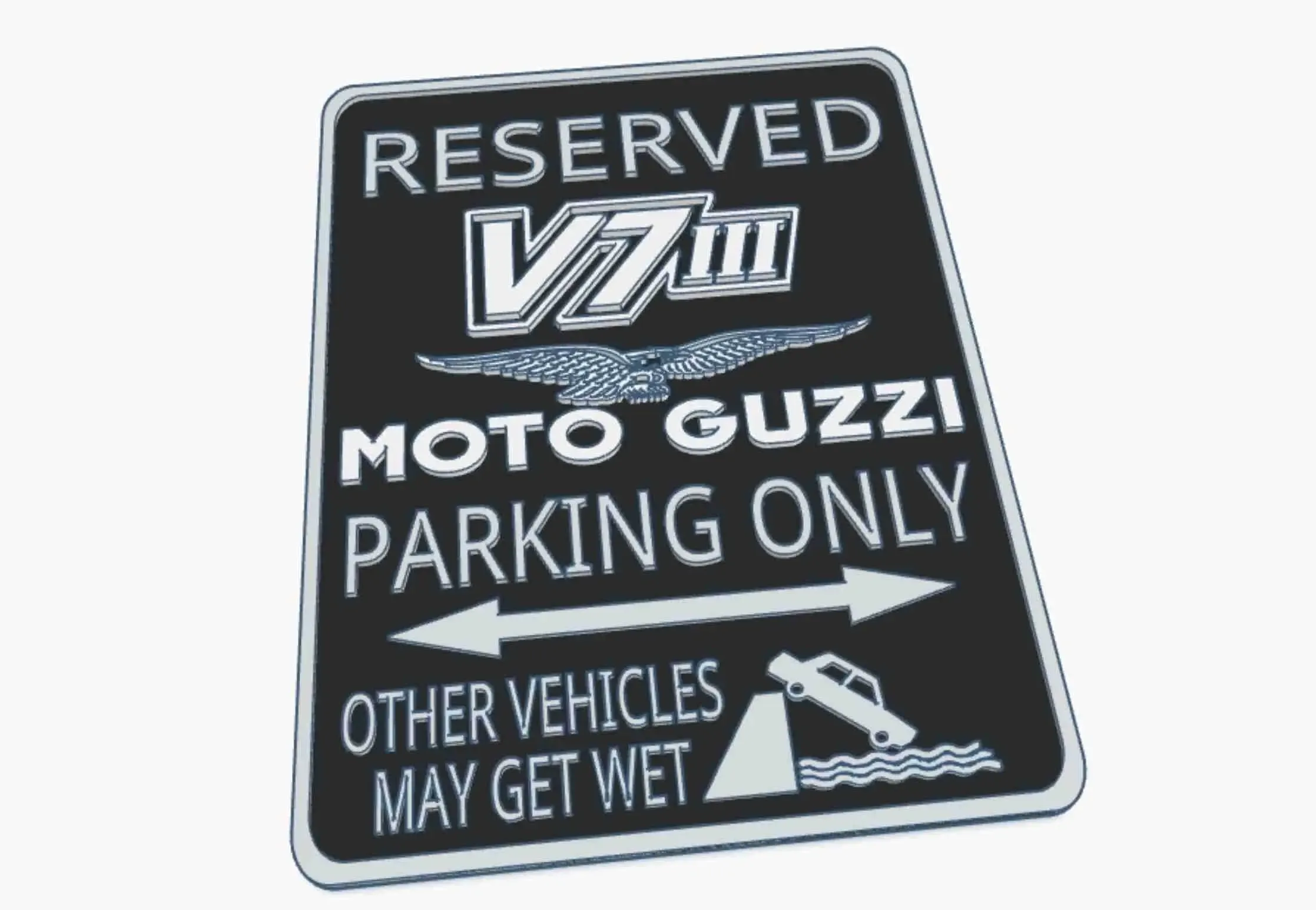 Moto Guzzi V7 III Motorcycle Fun Parking Warning Sign