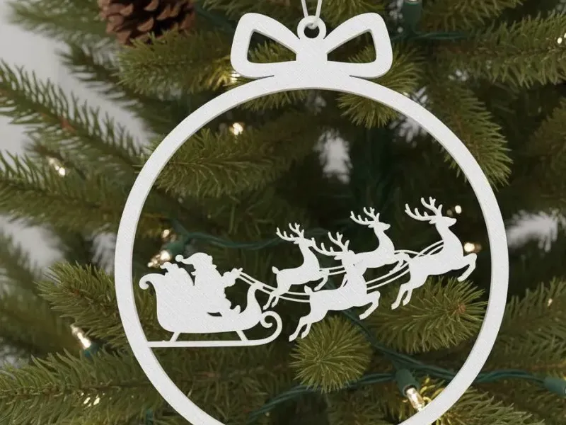 Santa & Reindeer Ornament (Easy Print)