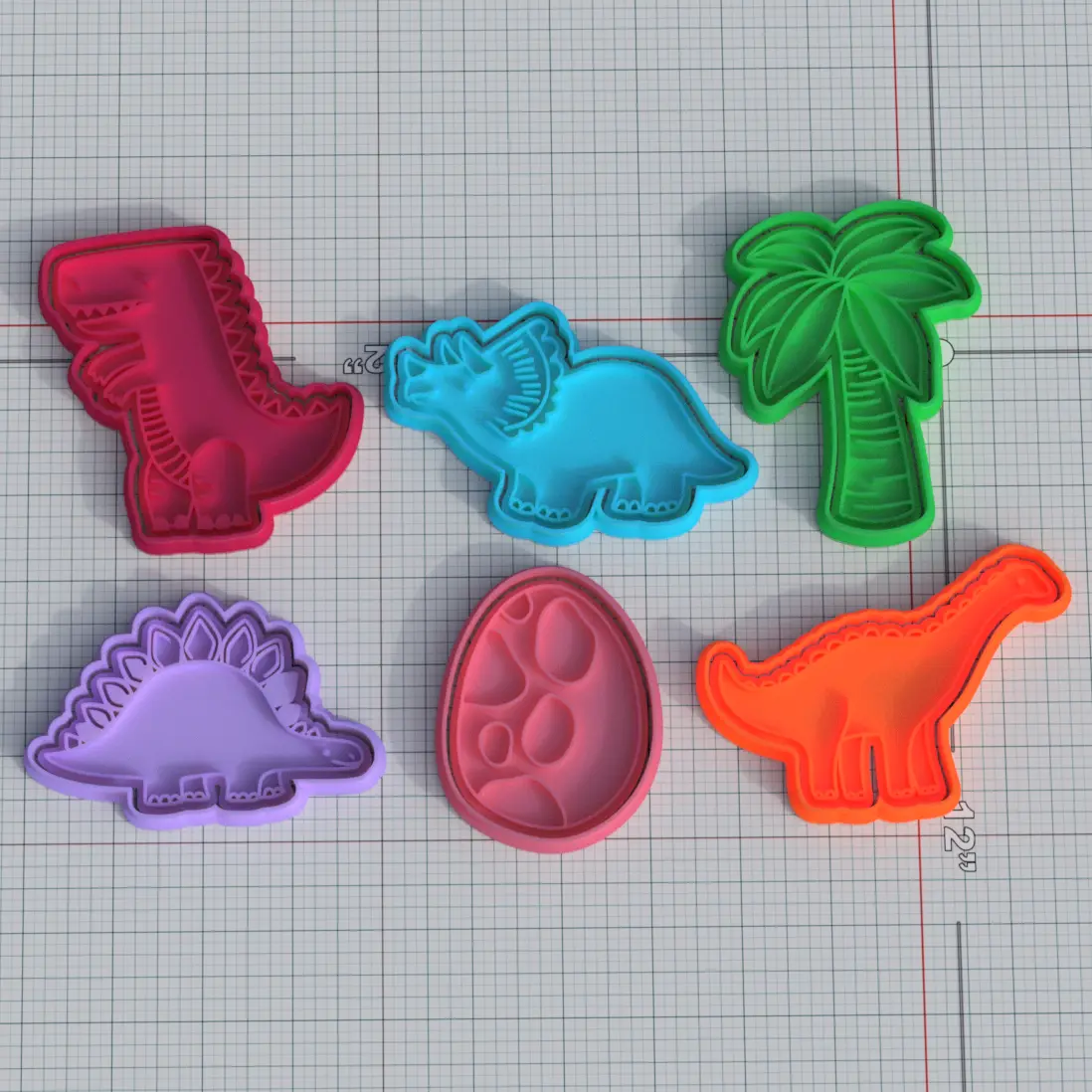 Dino elements cookie cutter set of 6 | 3D models download | Creality Cloud