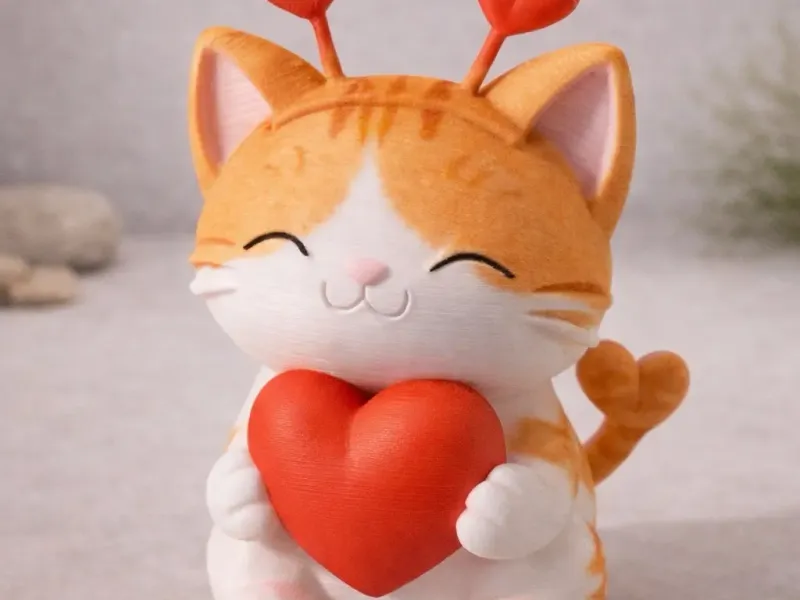 Cute Heart holding Cat
