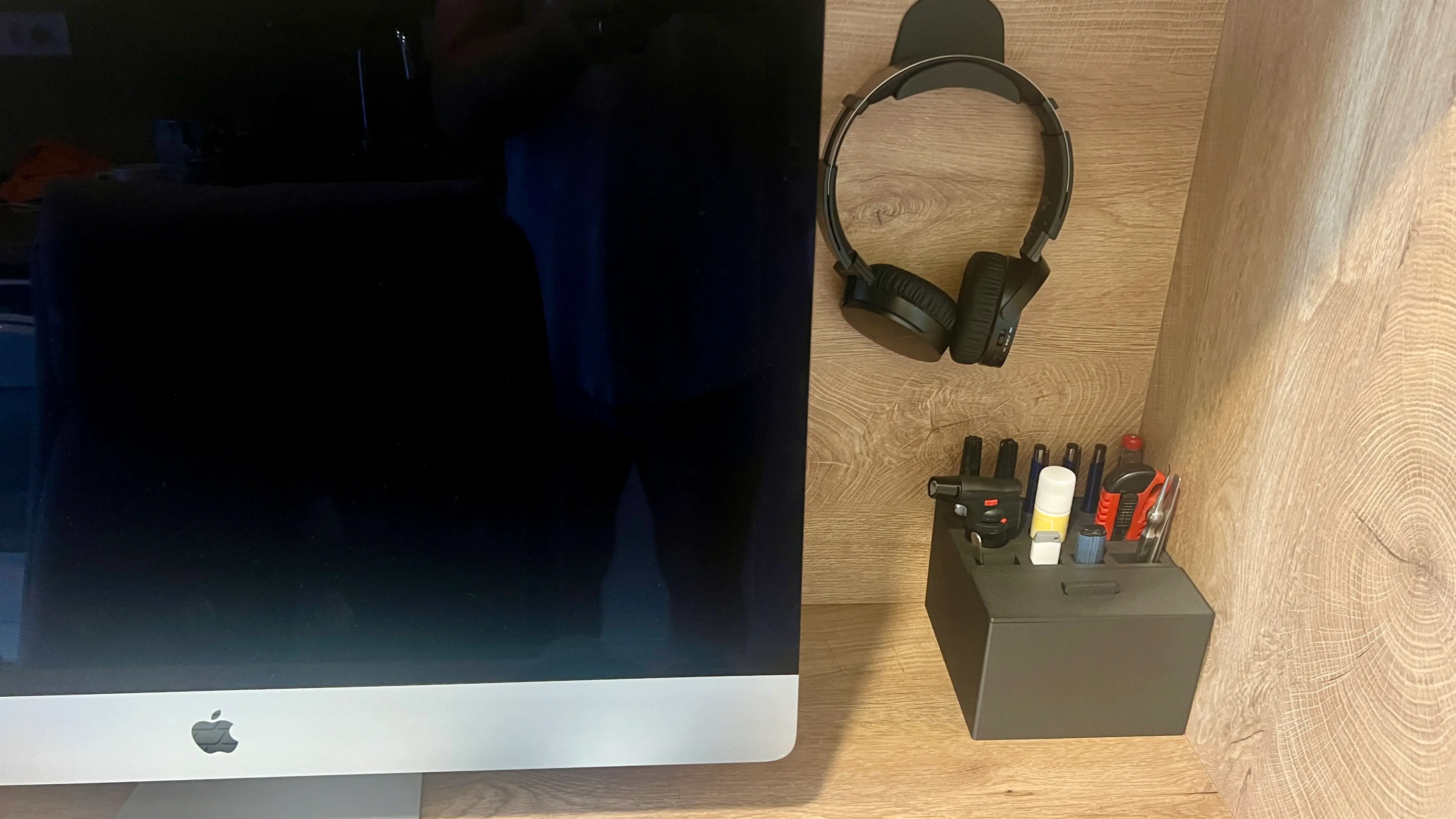 Schreibtisch-Organizer-kleiner Mülleimer für Filamentabfälle integriert
