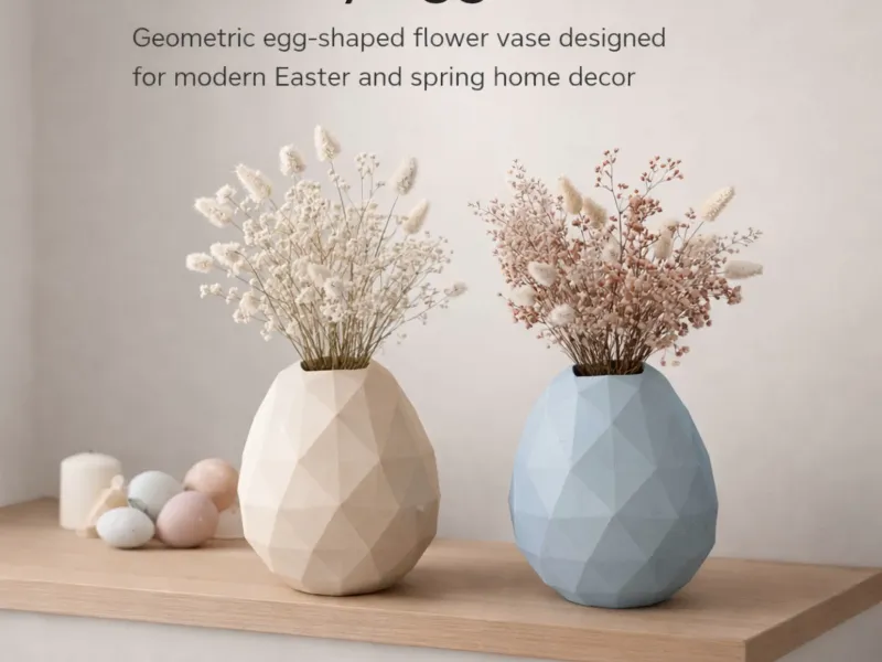 Poly Egg Vase - Low Poly Geometric Flower Vase
