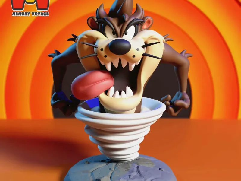 Tasmanian Devil with Tornado MULTIPARTS AND 3MF