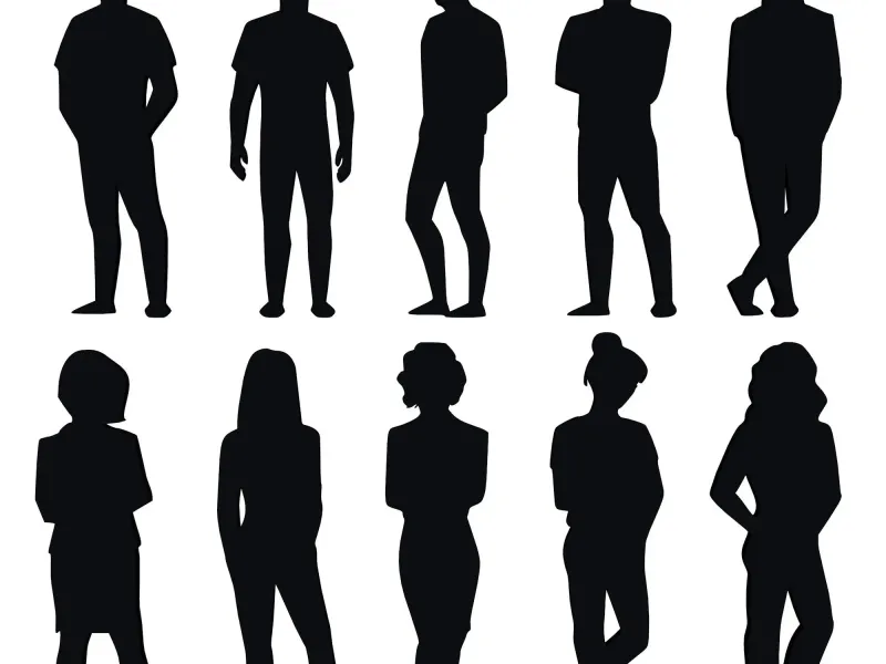 People Silhouettes Standing Poses Set 3D
