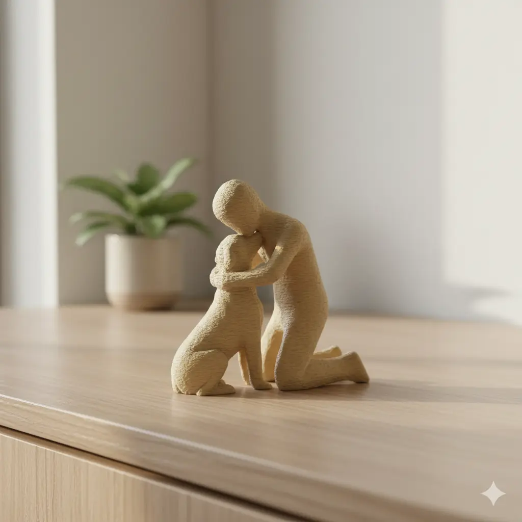 Unconditional Bond – Sculpture of Man and Dog