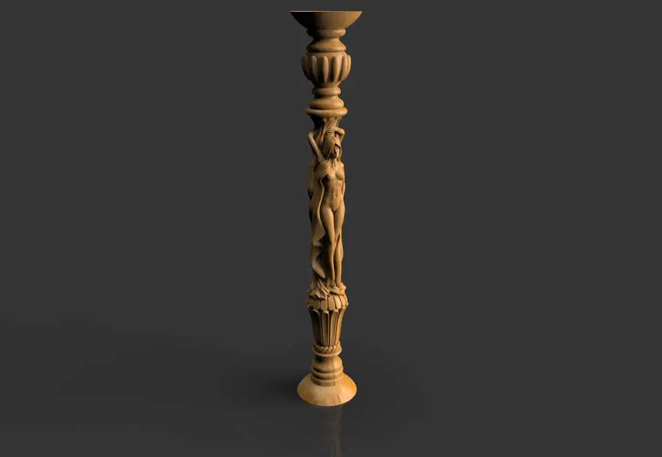 The pillar, column, stand, support with grapes, dragon, girl