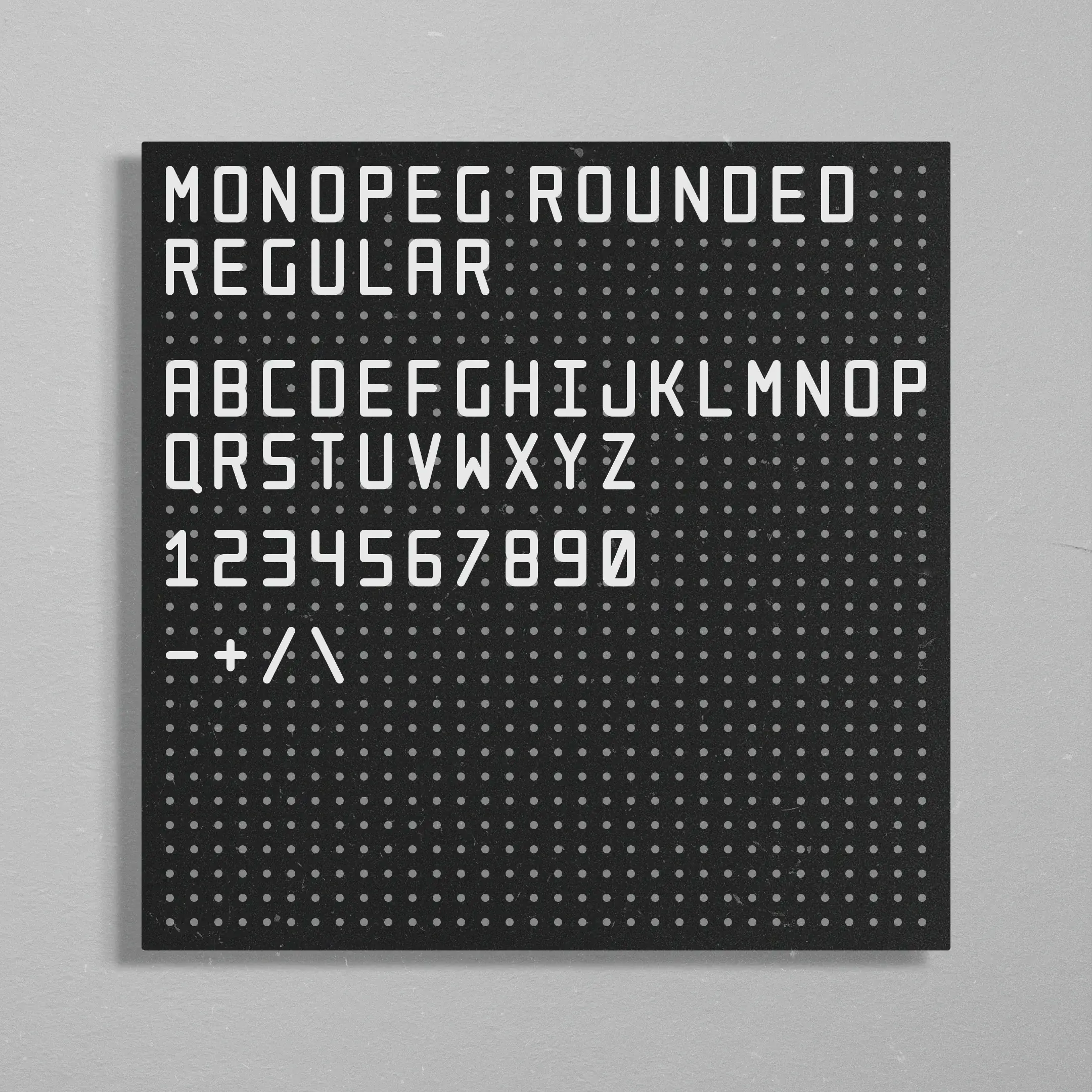 Pegboard kit (Biltema) - Monopeg Rounded typeface