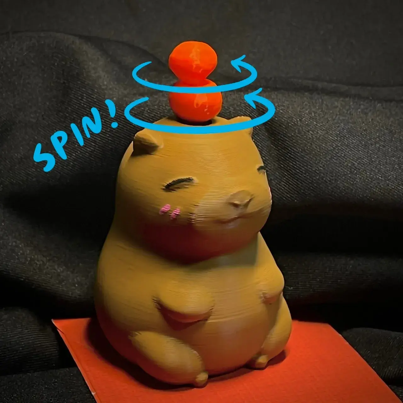 Capybara with spinning oranges