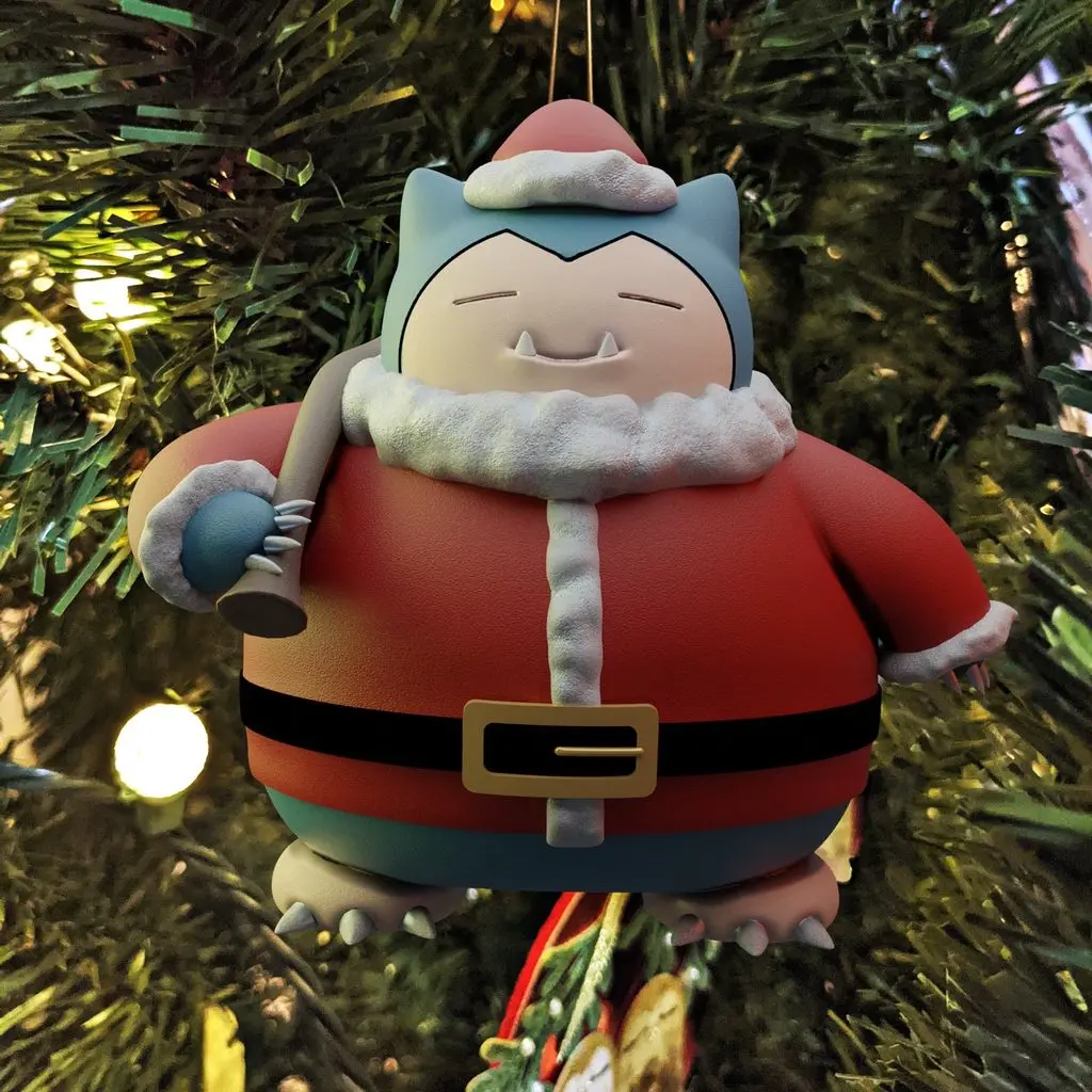 Santa Snorlax Christmas Ornament