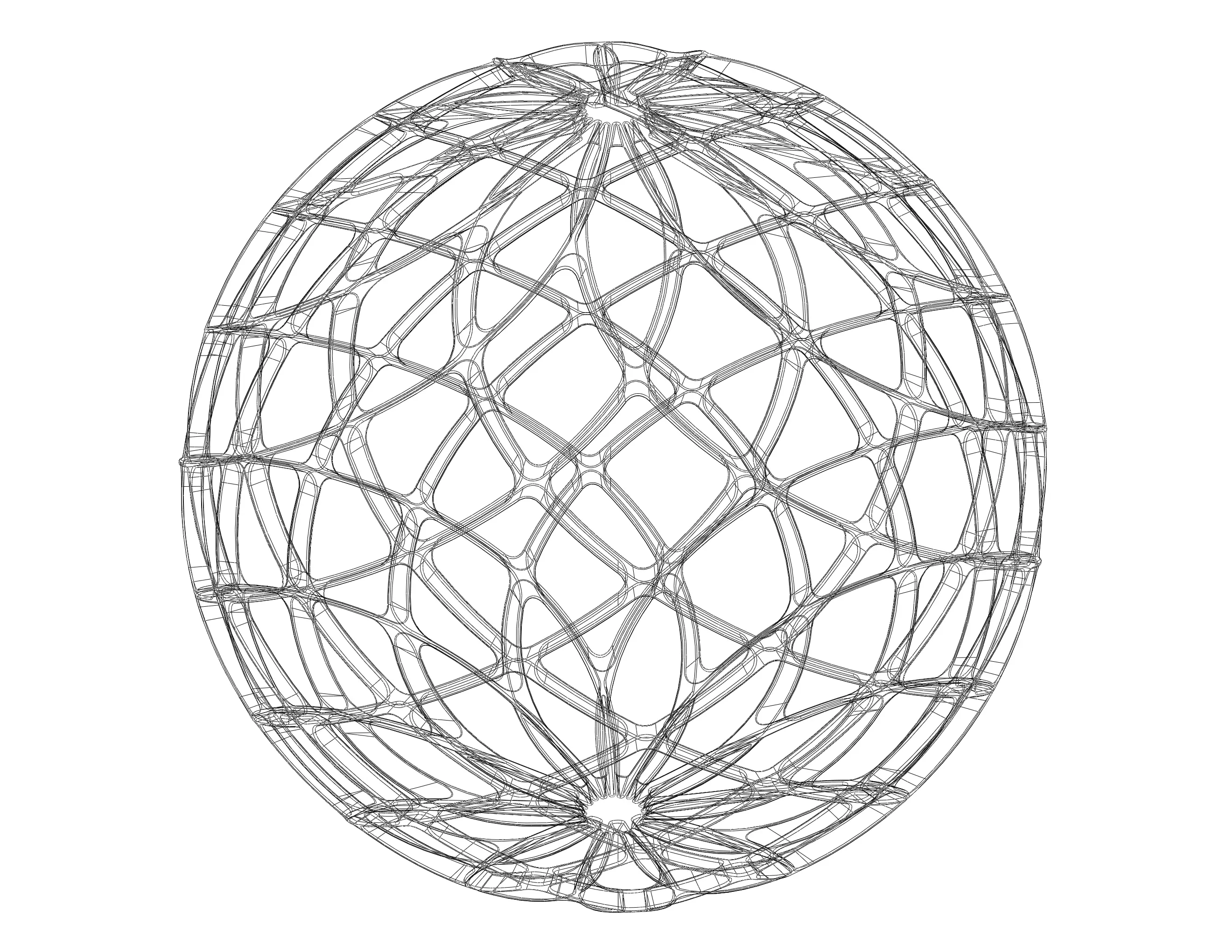 Wireframe Shape Geo Complex Twisted Sphere