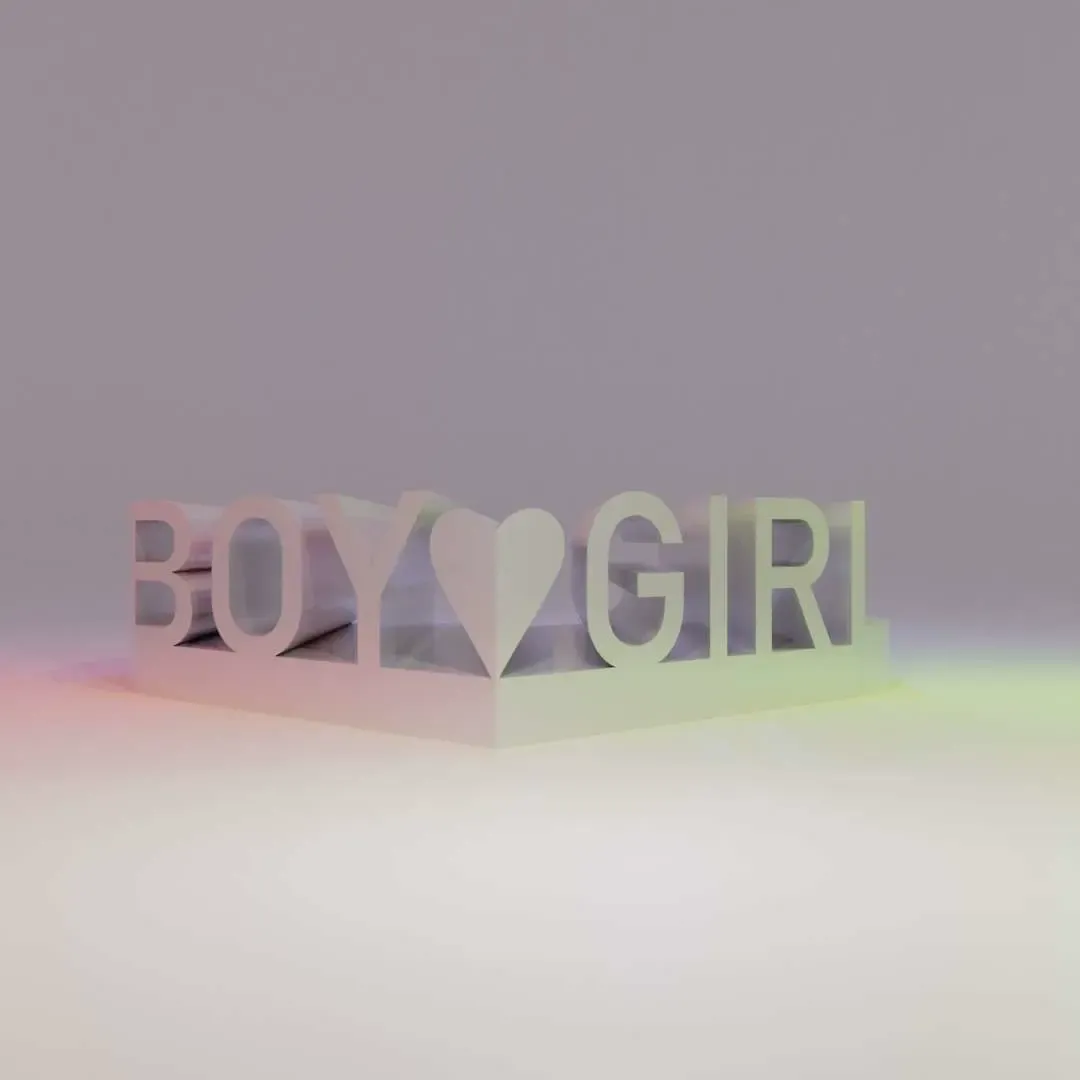 3D WORD SHAPE OF HEARTS (BOY & GIRL)