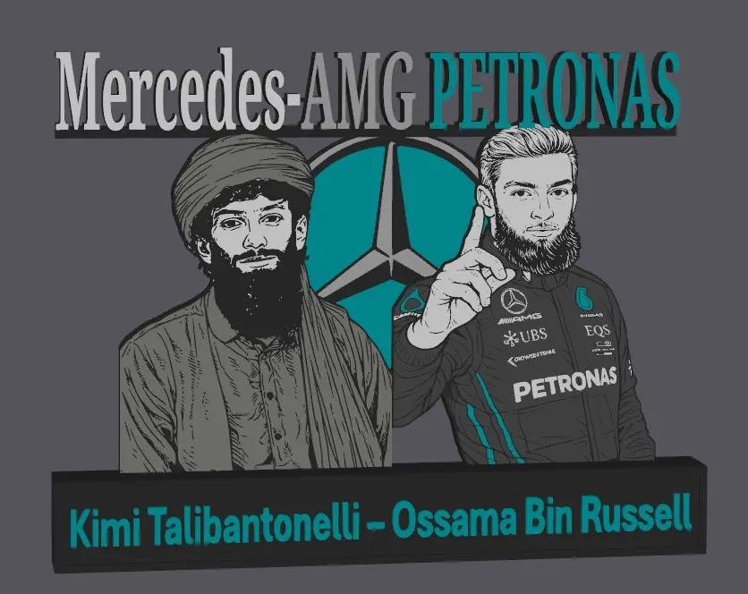 Mercedes AMG kimi Talibantoneli and Osama Bin Russell frame