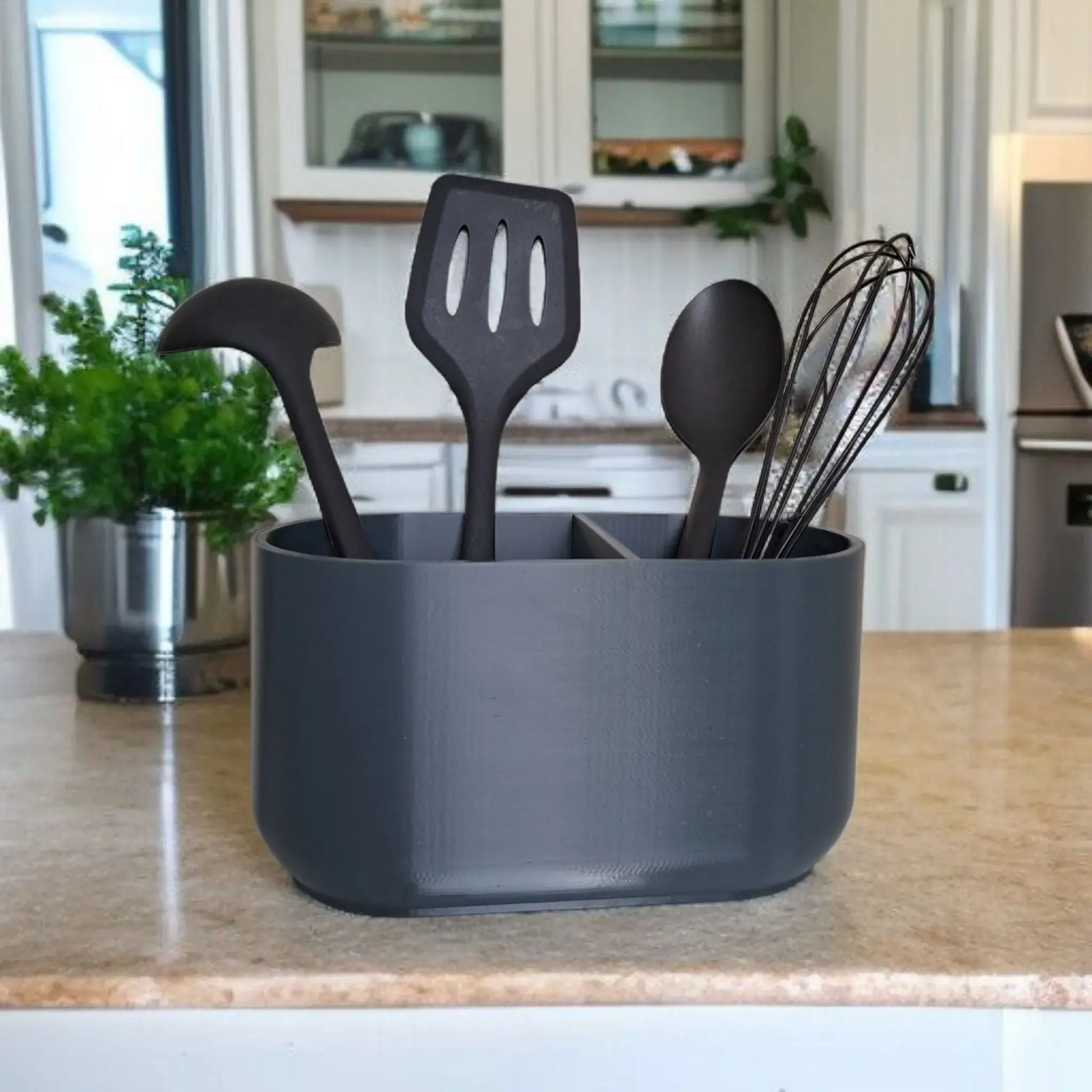 Kitchen Utensil Holder with 2 Compartments as Organizer