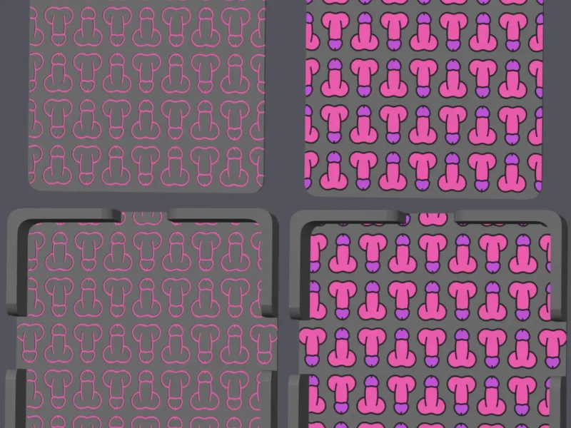 Penis Pattern v3 - Square Coasters with holder