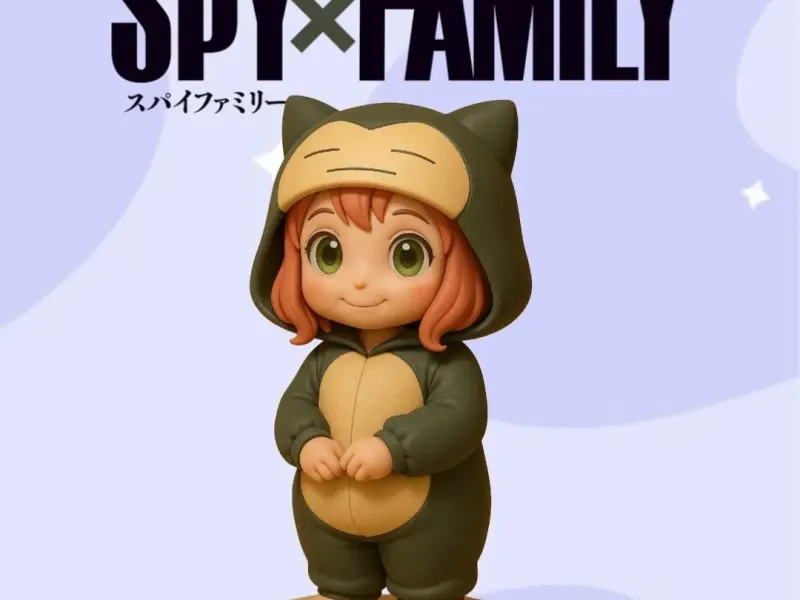 Anya Snorlax Pokemon Costume chibi design with base STL