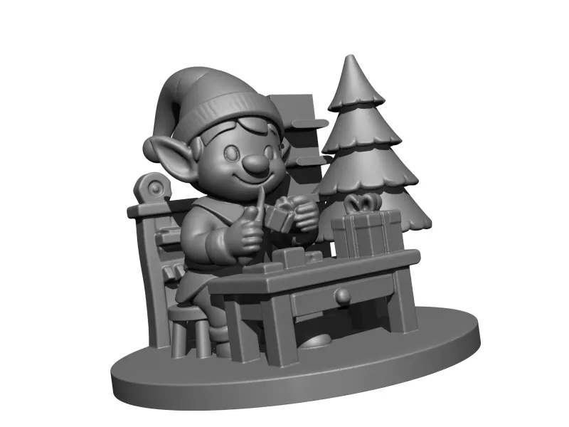 The elf is Santa Claus's helper in making gifts