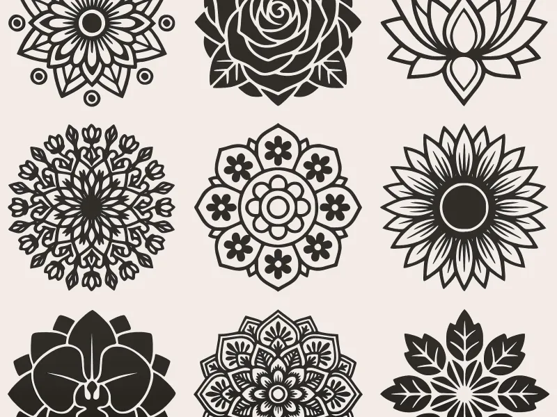Floral Mandala Vol.4 – 9 Decorative Flower Patterns CNC