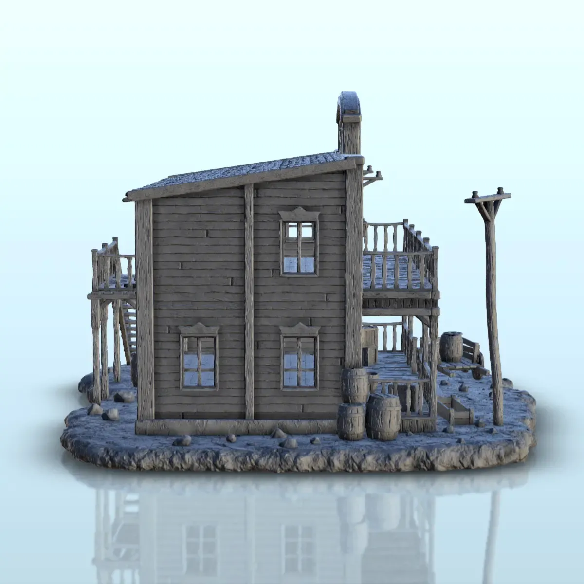 Saloon with two floors and double terraces - Terrain scenery
