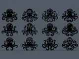 Cute Octopus Designs Pack – 12 Decorative Relief Models for-1