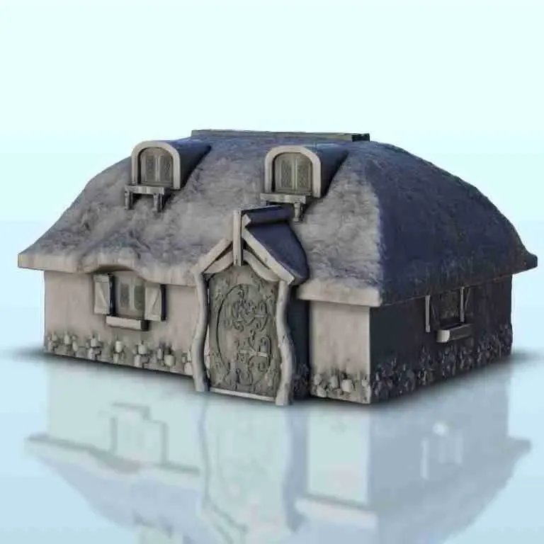 Medieval house with carved door 7 - miniatures warhammer ter
