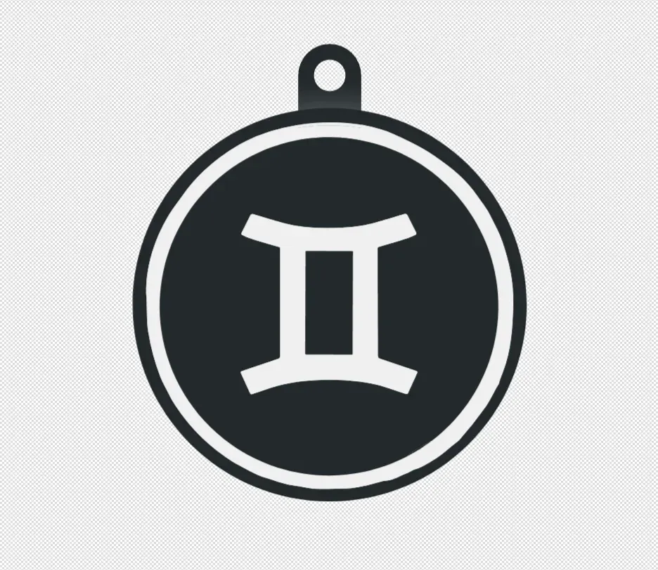 Minimalist Zodiac Keychain – Geminis – 3D Printed Gift