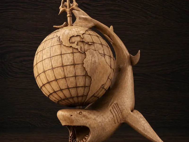 Shark on Globe statuette