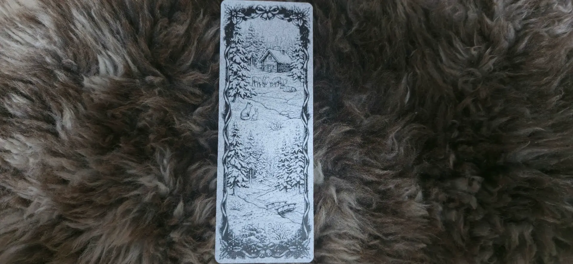 Snowy Winter Cabin Wildlife Bookmark