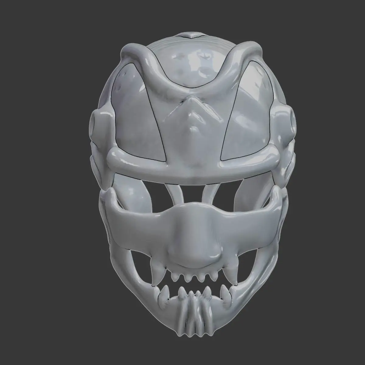 Sci-Fi Biomechanical Helmet With Jaw Piece