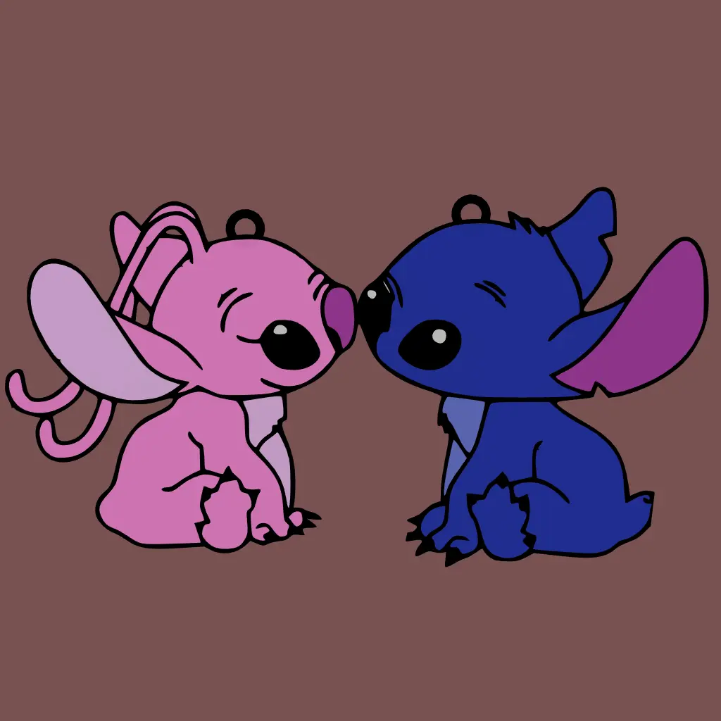 LLAVERO DE STITCH Y ANGEL MULTICOLOR/ ANAHTARLIK SAN VALENTIN