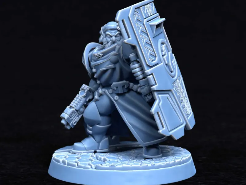 Forgeheart Medicus (space dwarf combat medic with shield)