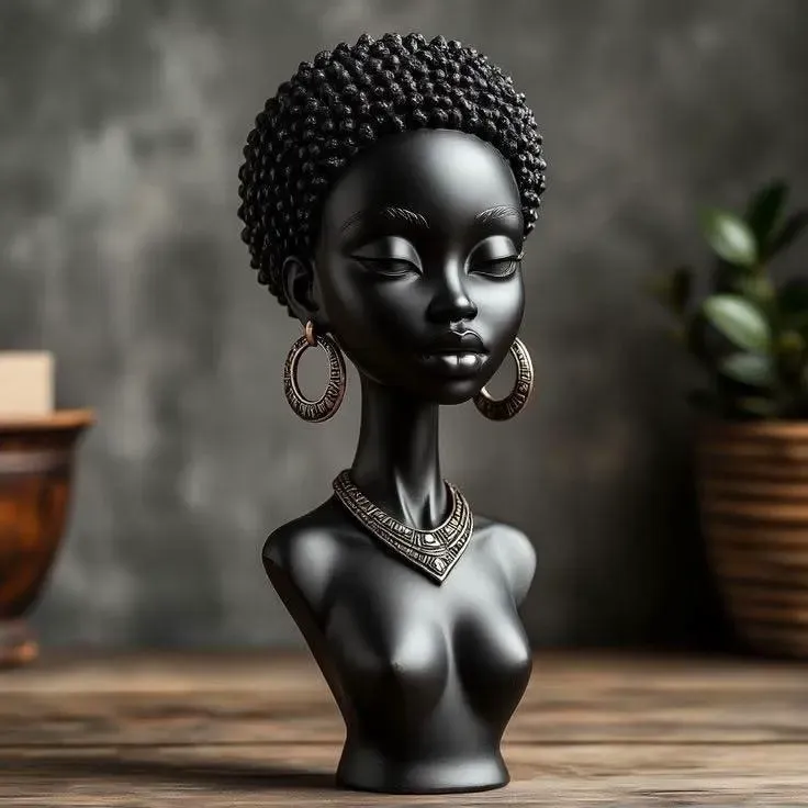 African Inspired Female Bust STL – Elegant Modern Sculpture