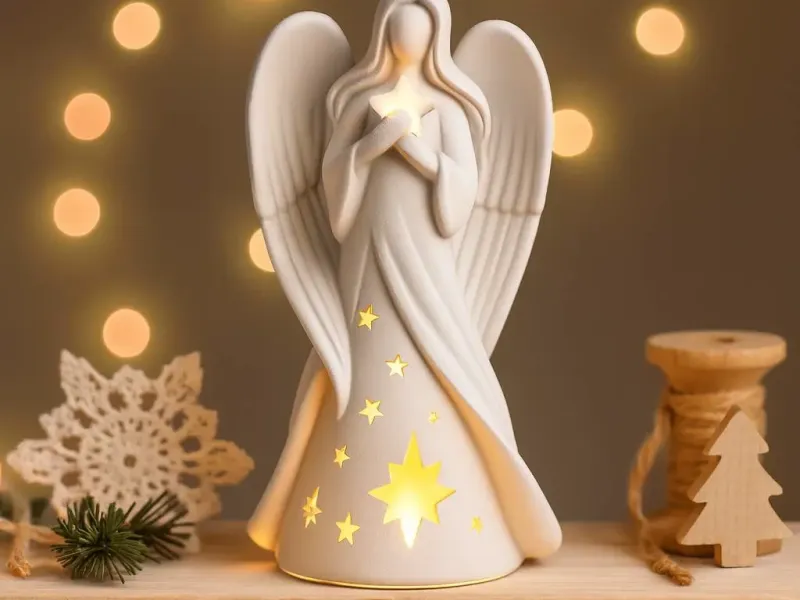 Angel Candle Holder | Christmas Guardian Angel Figurine