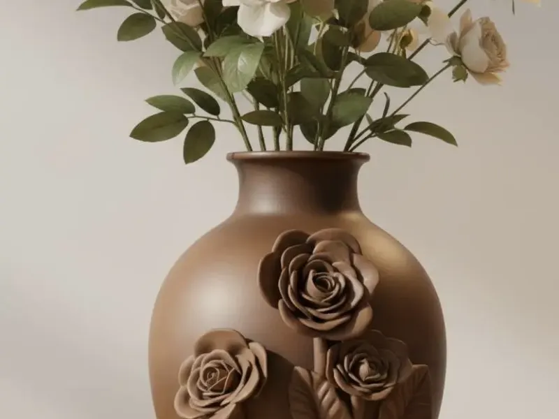 Bloom Relief Vase – Elegant Floral 3D Printable Design