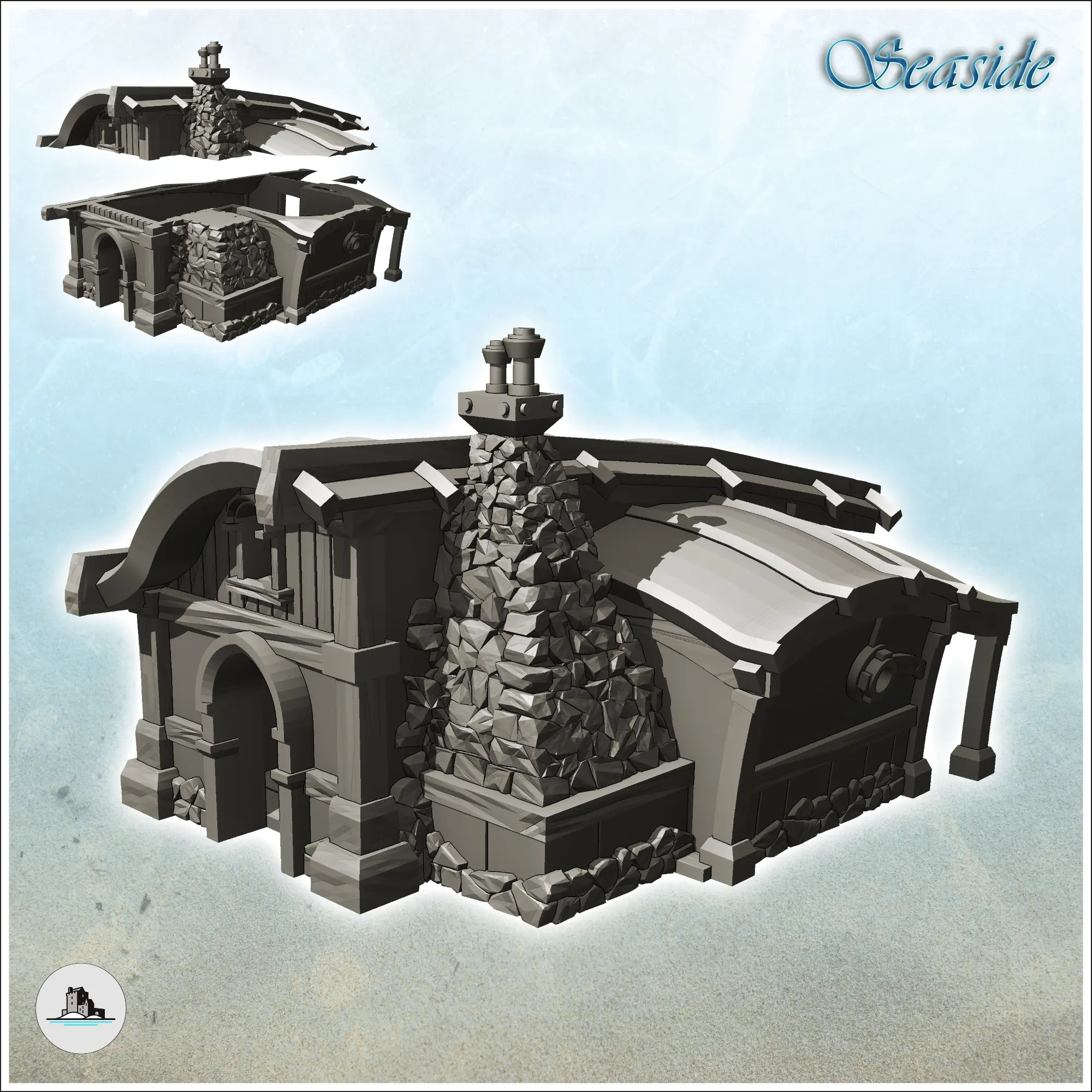 Medieval forge with stone fireplace and annex (1) - miniatur