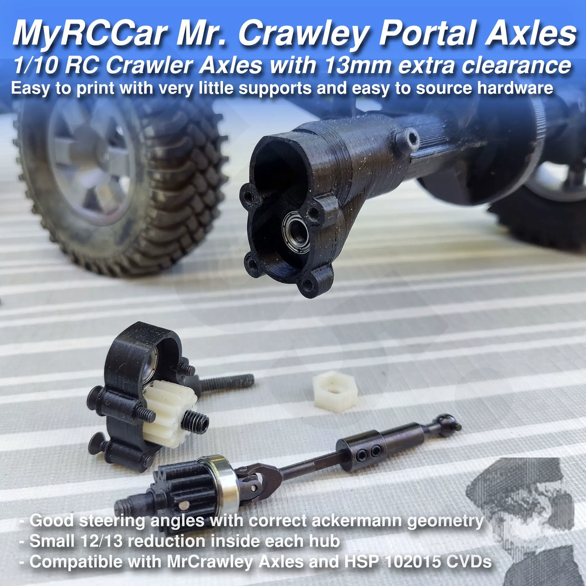 MyRCCar Mr. Crawley Portal Axles | 3D models download | Creality Cloud