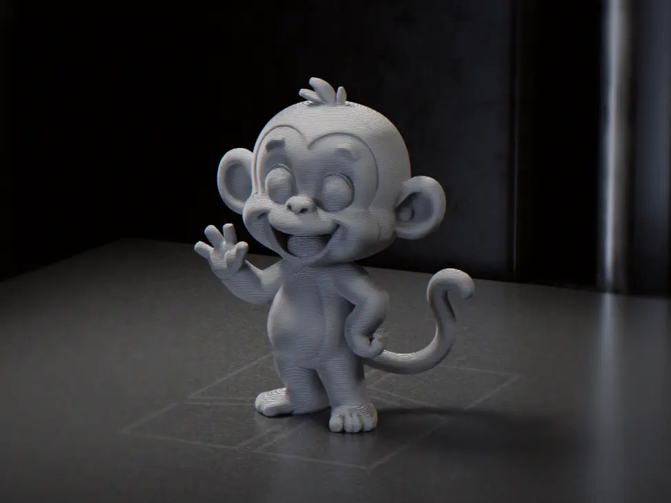 Happy Monkey Figurine Animal Sculpture 3D Printable