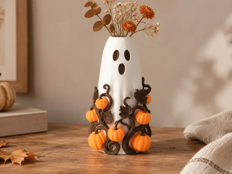 Ghost Pumpkin Vine Vase - Halloween Decor
