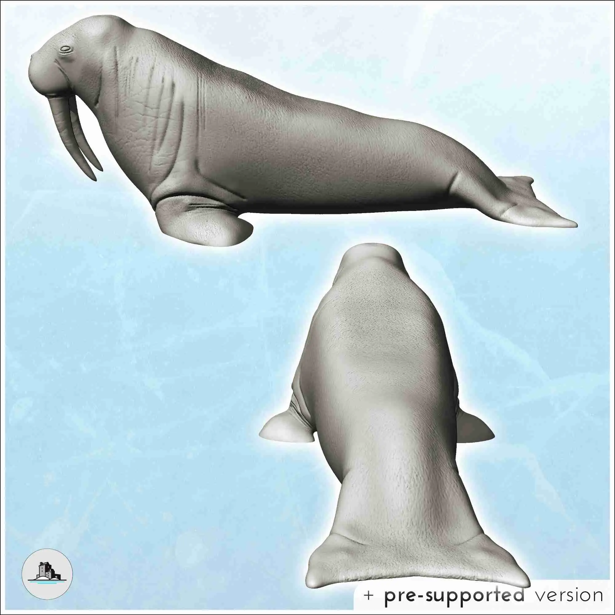Walrus with tusks (17) - miniatures animal RPG tabletop scen