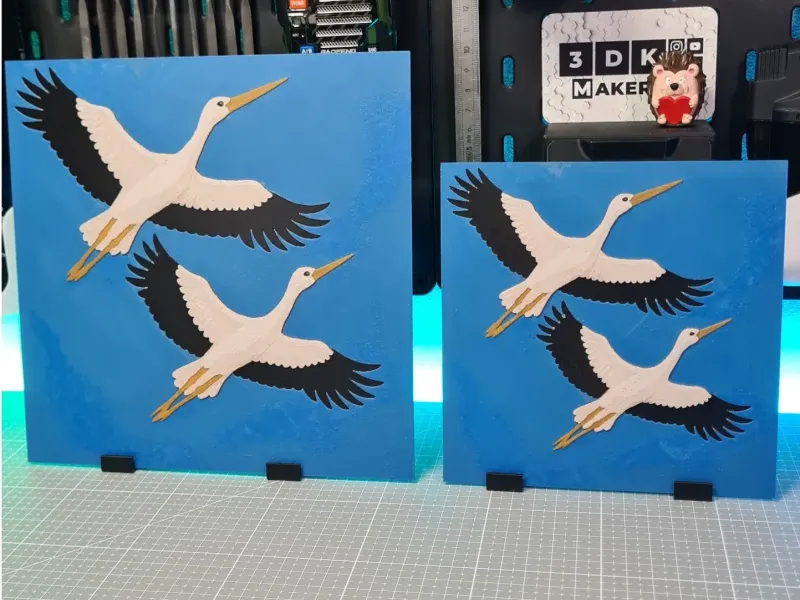 Couple de cigognes - Hueforge - 4 couleurs